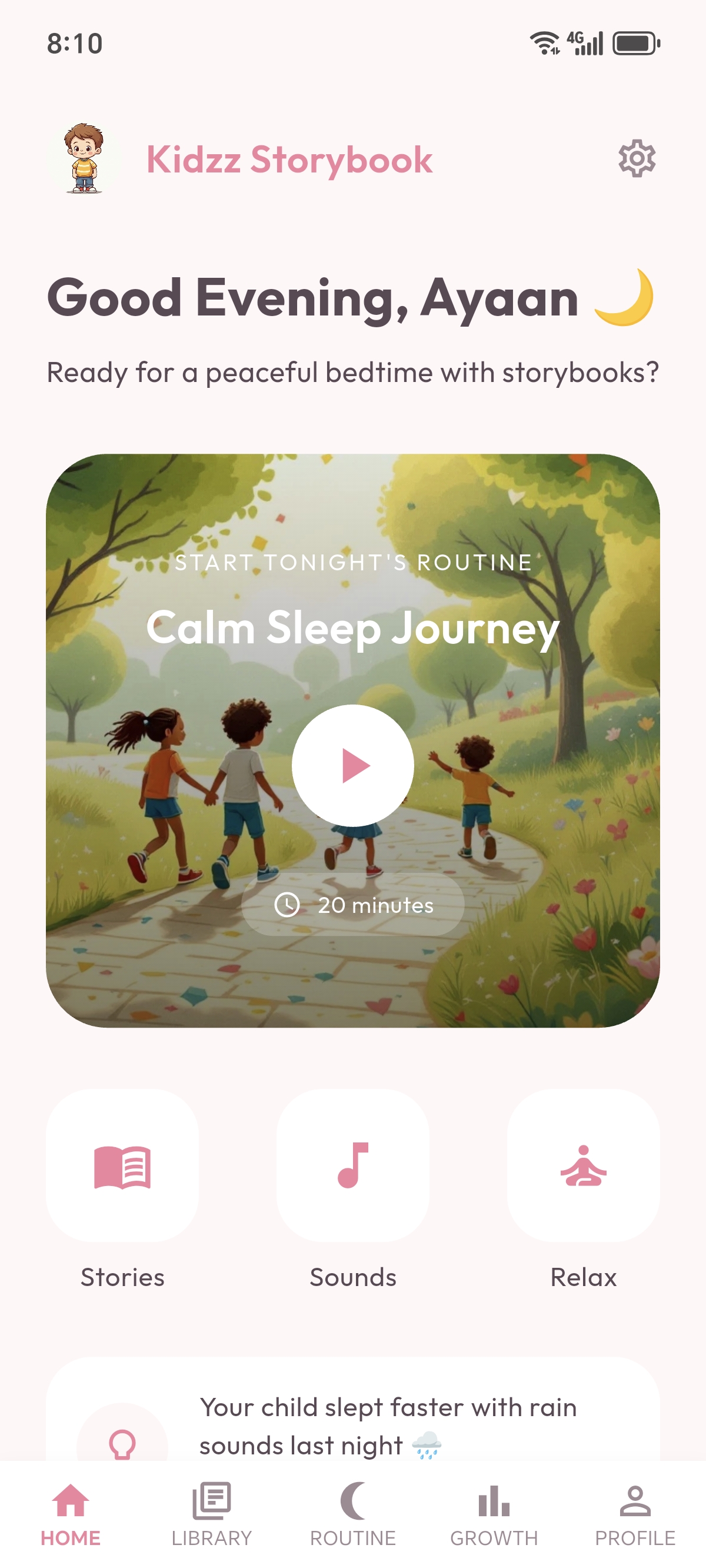 Kidzz App Left Screen