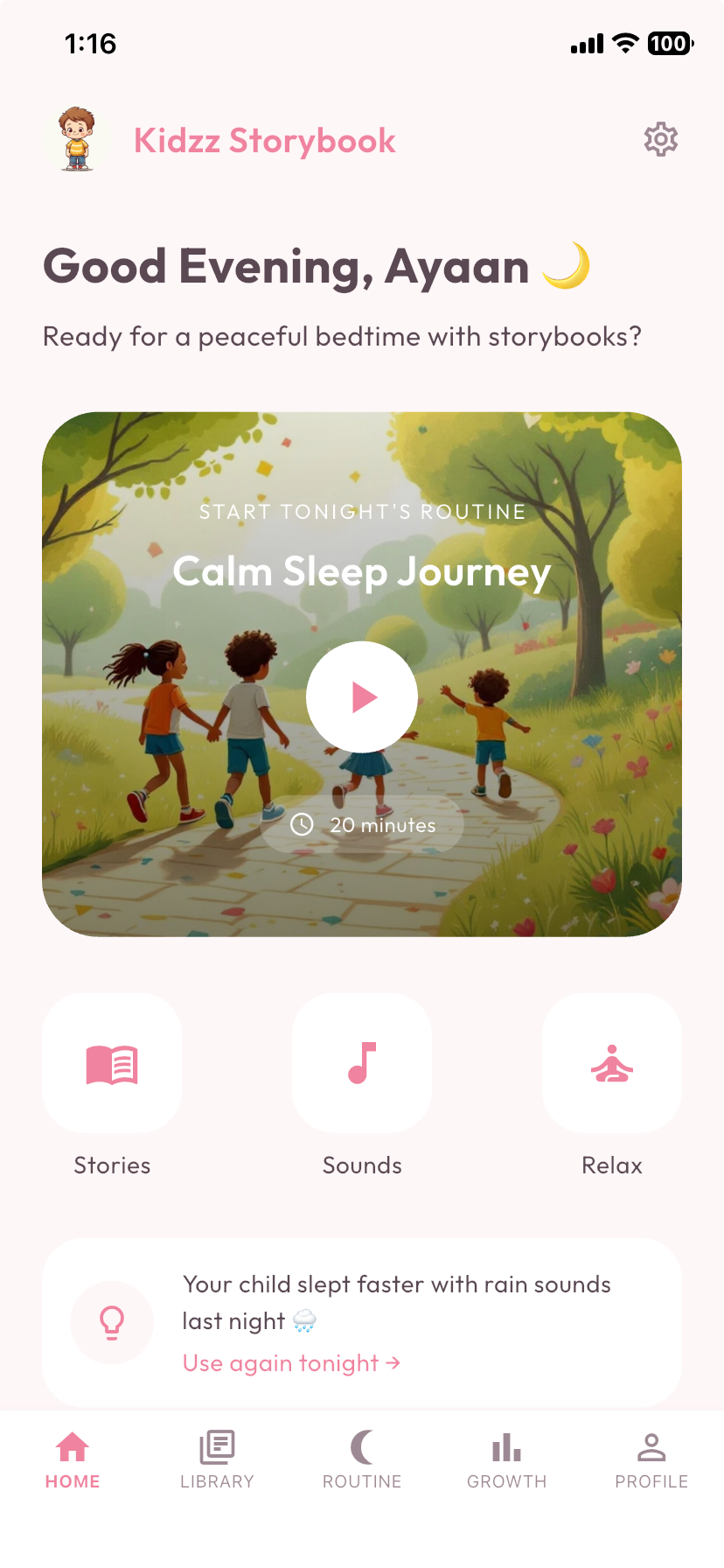 Kidzz App Left Screen